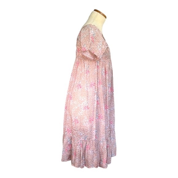 Free People Dainty Watercolor Floral-Print Smocked Mini Dress, Taupe, Small - Picture 5 of 13